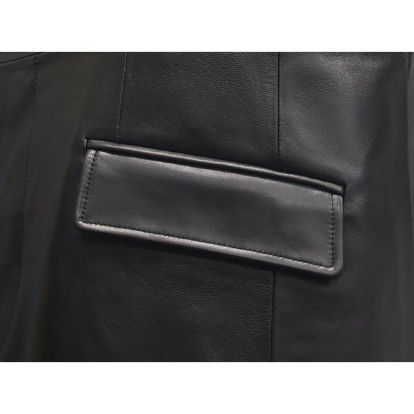 レザーコート ラム革 シングルチェスターコート 黒 比翼 [A体・AB体