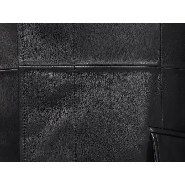 レザーコート ラム革 シングルチェスターコート 黒 比翼 [A体・AB体