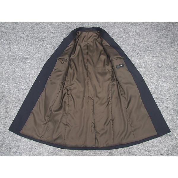 シングルチェスターコート ウールニット素材 紺 メンズ ビジネスコート