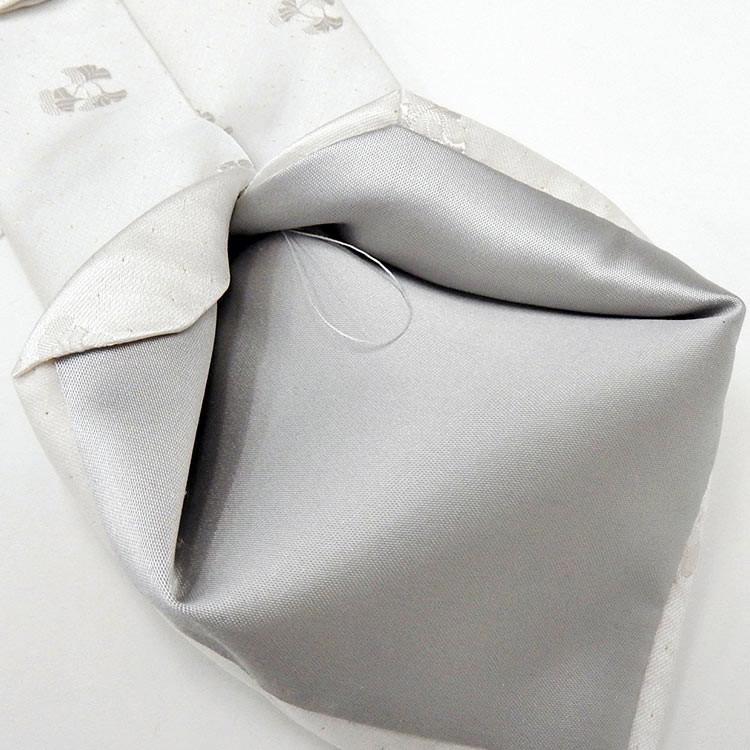 西陣織 受注生産 フォーマルネクタイ 24金ラメ糸 白 銀杏/飛び柄