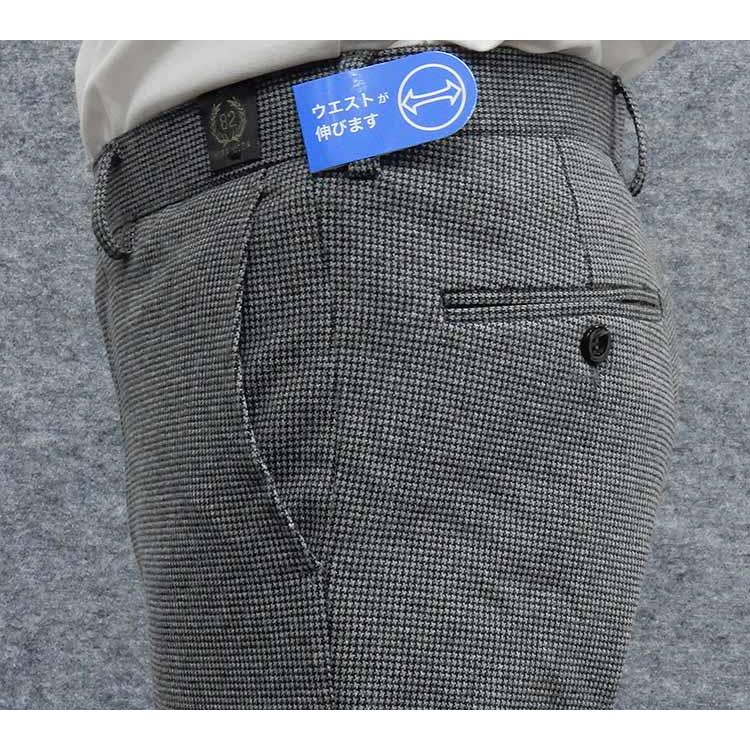 スラックス 色グレー 秋冬 スリムノータックパンツ のびのび素材+ウエスト スラックス