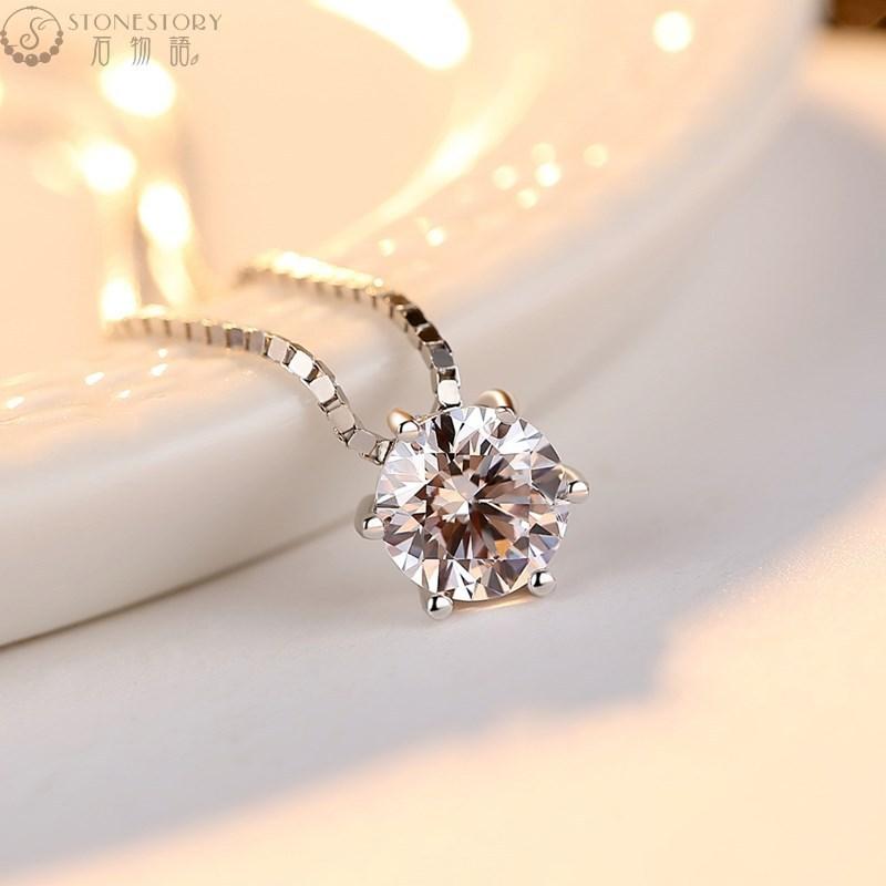 ネックレス レディース 一粒 7mm CZキュービックジ ルコニア 金属アレルギー対応 S925純銀製 女性 プレゼント