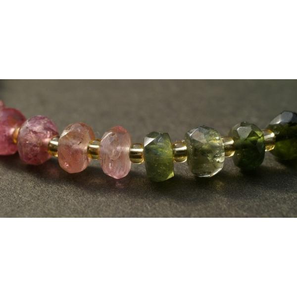 トルマリン平カット（ビーズ入り）ブレスレット : 天然石専門店名取