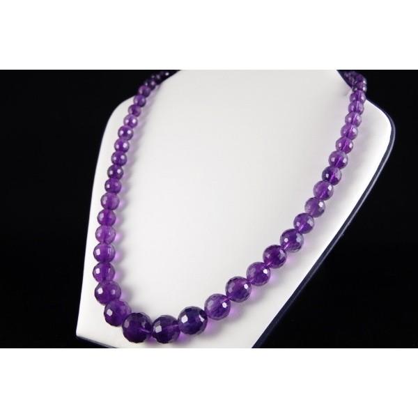 アメジストカット玉　ネックレスn-07