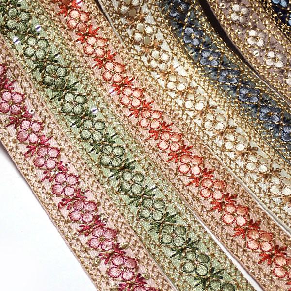 石の蔵 インド刺繍リボン インドリボン 仕入れ 細幅 No.527 幅25mm
