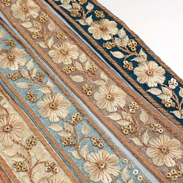 石の蔵 インド刺繍リボン インドリボン 細幅 仕入れ No.544 幅30mm