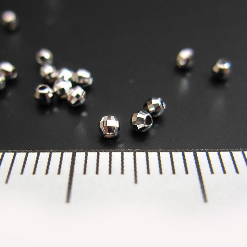 2mm WGK18ホワイトゴールドミラーボール粒売りビーズ　20粒 石の蔵 K18WG 18金ホワイトゴールド ミラーボールビーズ 2mm 1粒売り