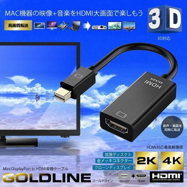 Mac用 ゴールドライン Mini Displayport To Hdmi変換ケーブル Goldline 変換アダプタ セール特別価格 4k 高解像度 3d対応