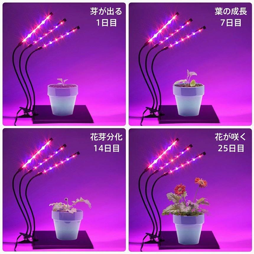 植物育成ライト 60LED 植物ライト タイマー付き 360°調節可能 27W高輝度 USB給電式 園芸 多肉植物育成 室内栽培ライト 日照不足解消 6段輝度調整 SHOKURight|ishino7|05