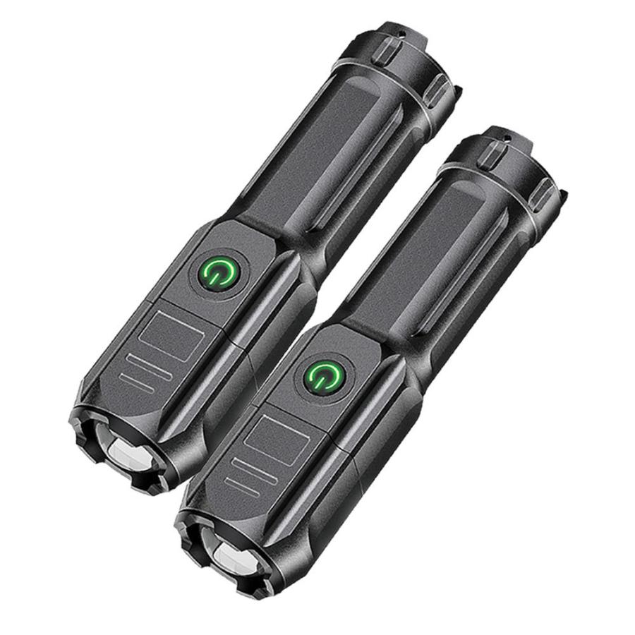 2個セット 懐中電灯 LED 充電式 強力照射 緊急 災害 防災 電池不要