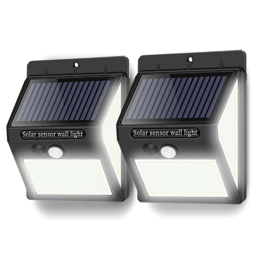 センサーライト 2台セット 140LED 屋外 照明 ソーラー 人感 センサーライト 2台セット 140LED 屋外 照明 ソーラー 人感