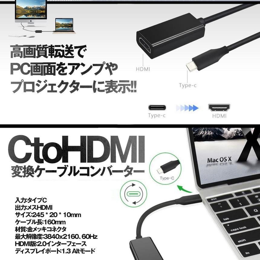 HDMI 変換アダプター タイプC USB 変換ケーブル 4K対応 HDMIアダプタ