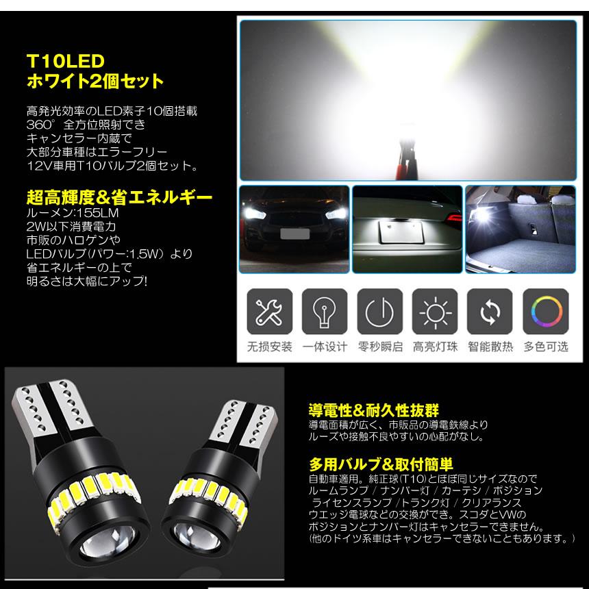 車用 LED 爆光 ホワイト 2個セット T10 車検対応 チップ 車用 ポジション ライセンスランプ ナンバー灯 2-LEDCHIP｜ishino7｜04