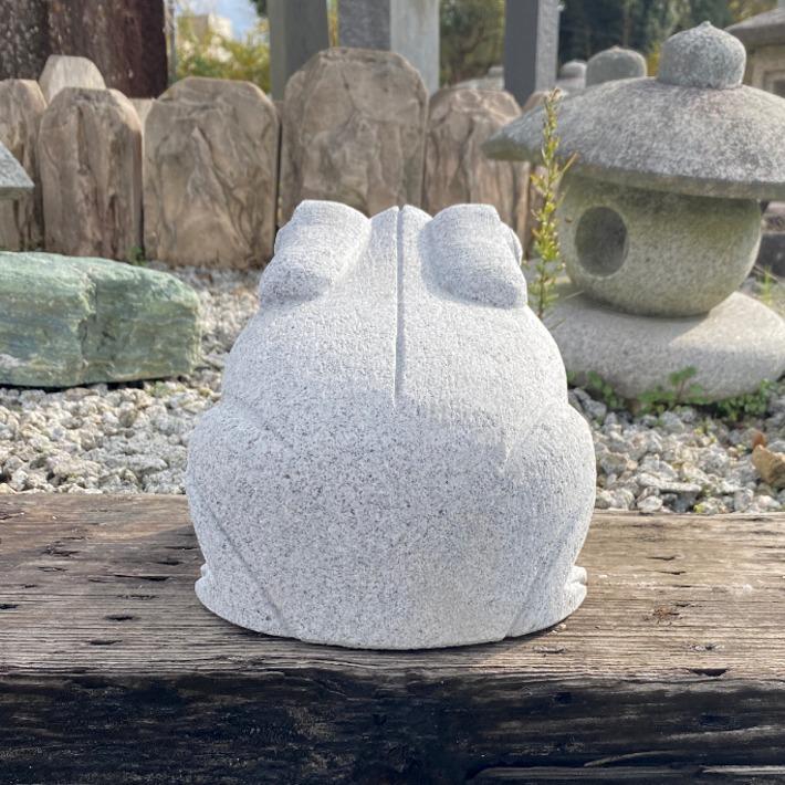 カエル（中）御影石 かえる 蛙 置物 置き物 玄関 エントランス 庭