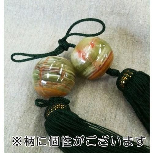 602 天然大理石 風鎮 グリーンオニックス(丸型） 房：グリーン 石専門