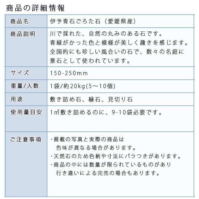 伊予青石 ごろた石 150ー250mm 1袋 約20kg ガーデンロック