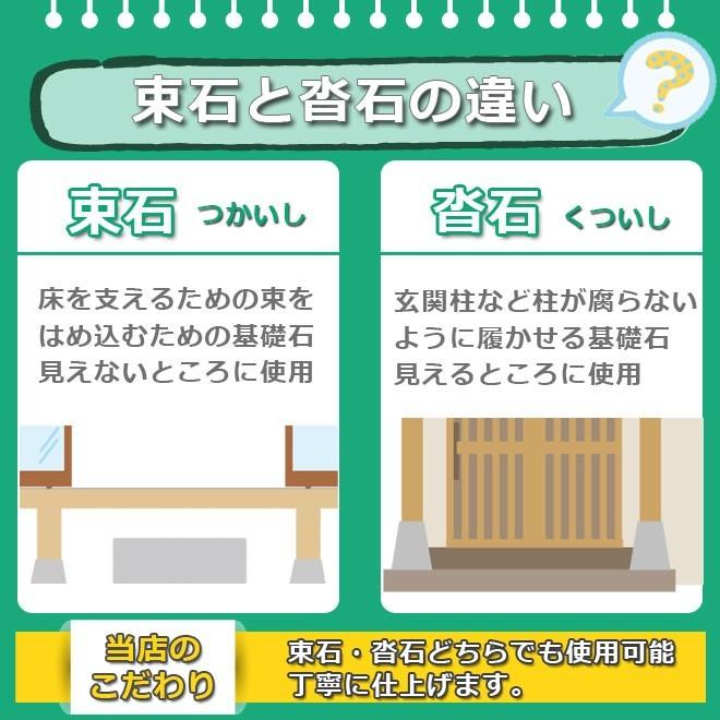 束石　沓石　白御影石　603柱石　貫通穴無し　標準型4寸　本磨き仕上げ　角型　個人様支店止め　120×172×185mm　4個　代引不可