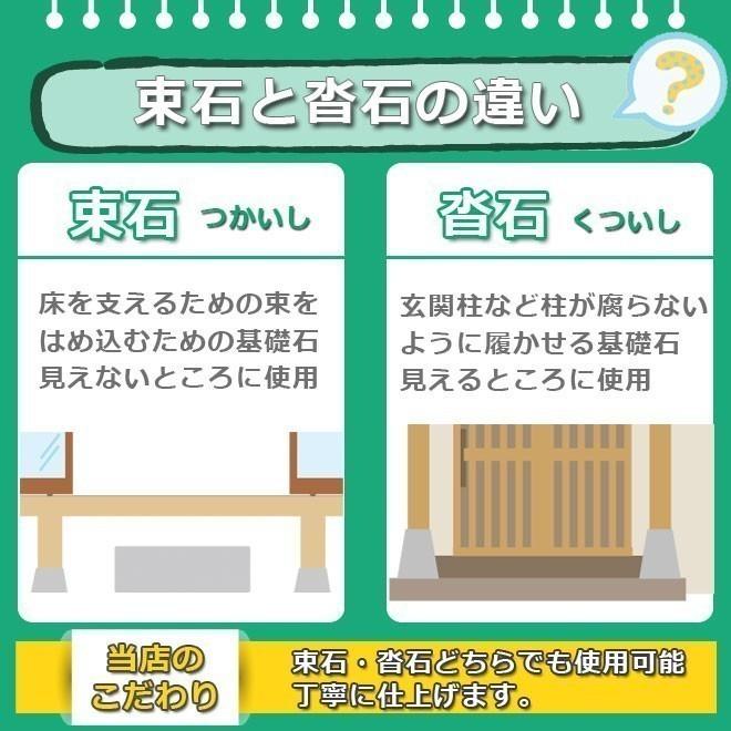 束石　沓石　白御影石　603柱石　個人様支店止め　代引不可　2個　本磨き仕上げ　角型　標準型6寸　貫通穴無し　180×246×235mm