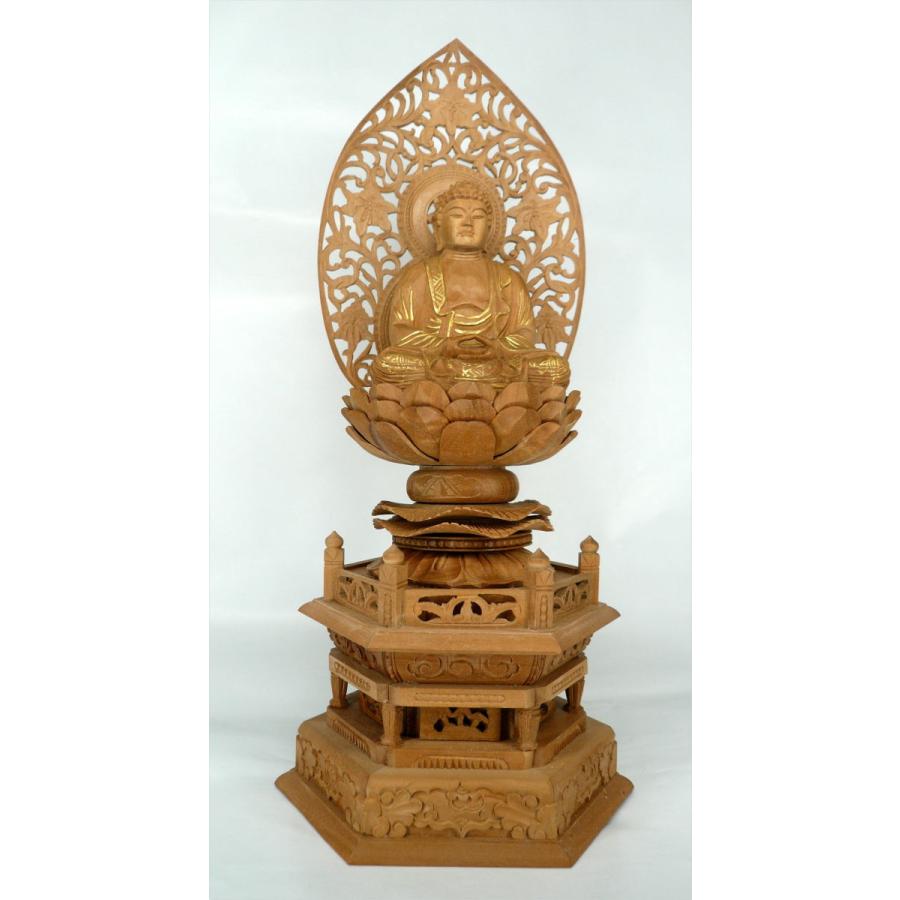 釈迦如来2.5寸 総白檀彫 六角基礎 美術、工芸品-楽器、手芸、コレクション-仏像