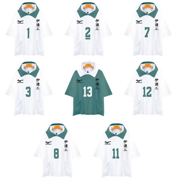 ハイキュー!! Haikyuu!! 伊達工業高校排球部 Tシャツ帽子付き半袖夏服