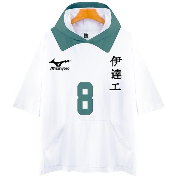 ハイキュー〇伊達工業高校ユニフォーム ハイキュー!! Haikyuu!! 伊達工業高校排球部 Tシャツ帽子付き半袖夏服