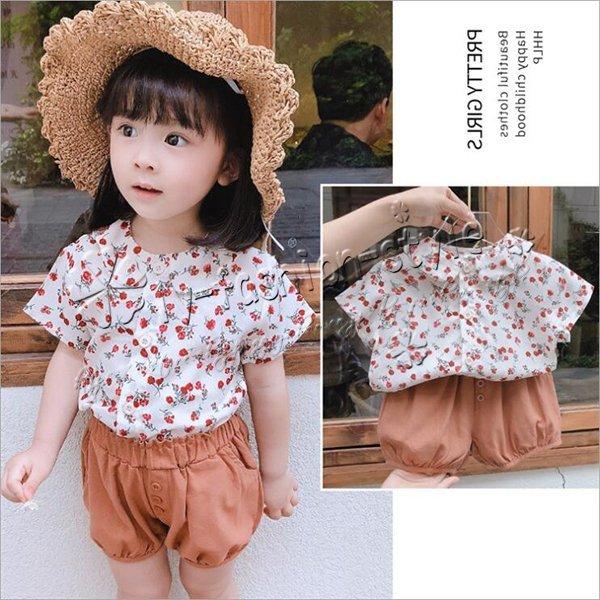 夏ファッション半袖セット可愛い子供服スウィート コーデ女の子上着半ズボンの二点セット小花柄日常服 Fgkfhucgpv Www Familyontour De