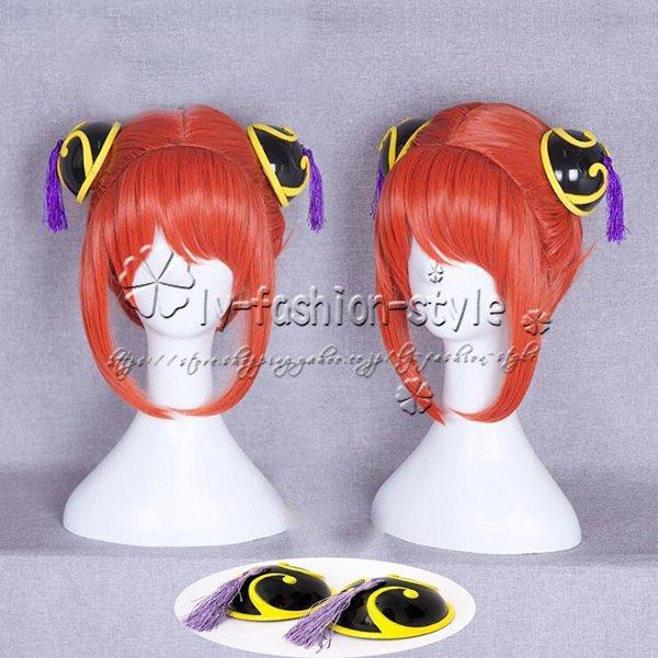 送料無料◇銀魂 風 神楽 コスプレ ウィッグ かつら 髪飾り追加可能 WIG