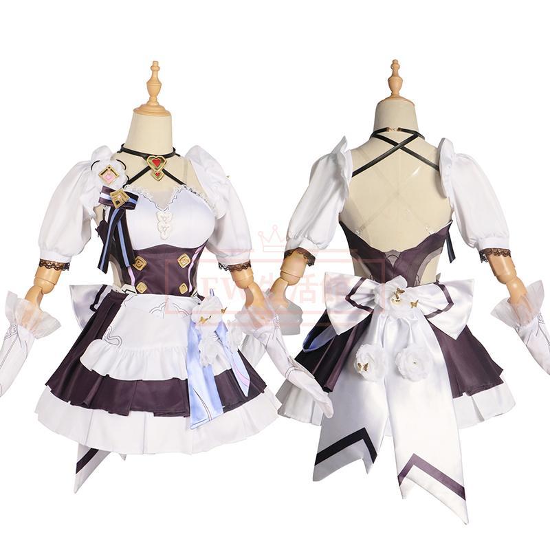 くずれ落ちる：スターレイル 風 Elysia コスプレ御召しもの ウィッグ 靴 御召しもの 上演服 アニメ 競り合い ハロウィン