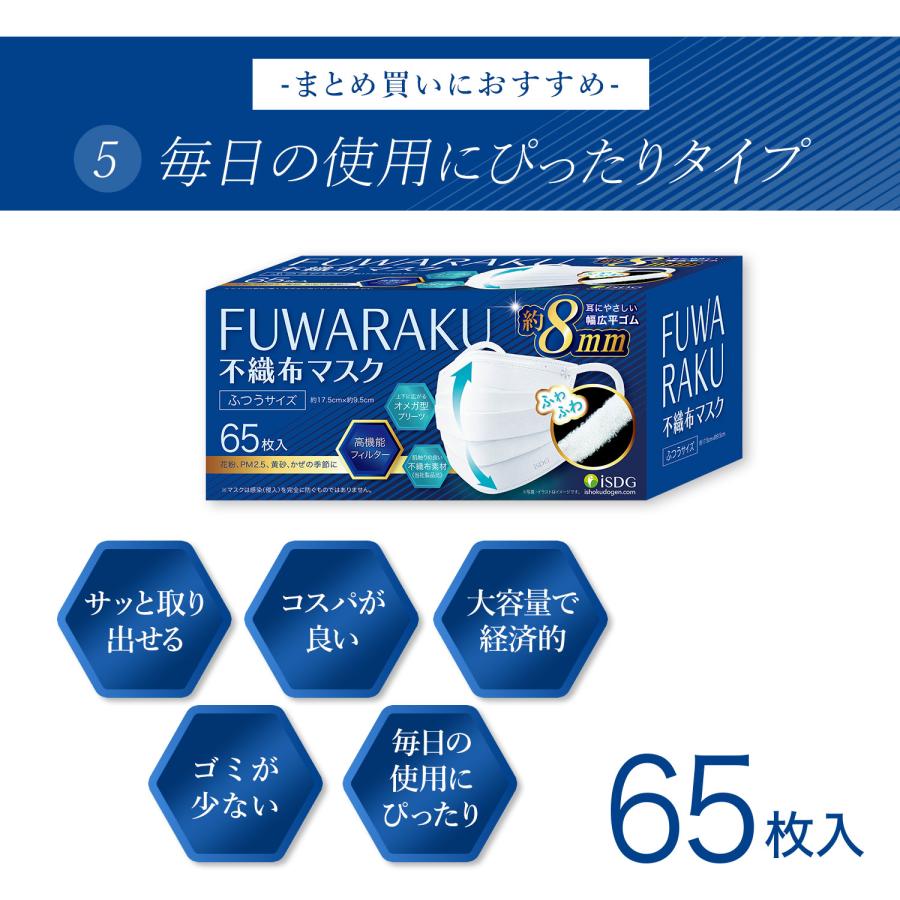 医食同源ドットコム 【65枚】FUWARAKU 不織布マスク ふつうサイズ