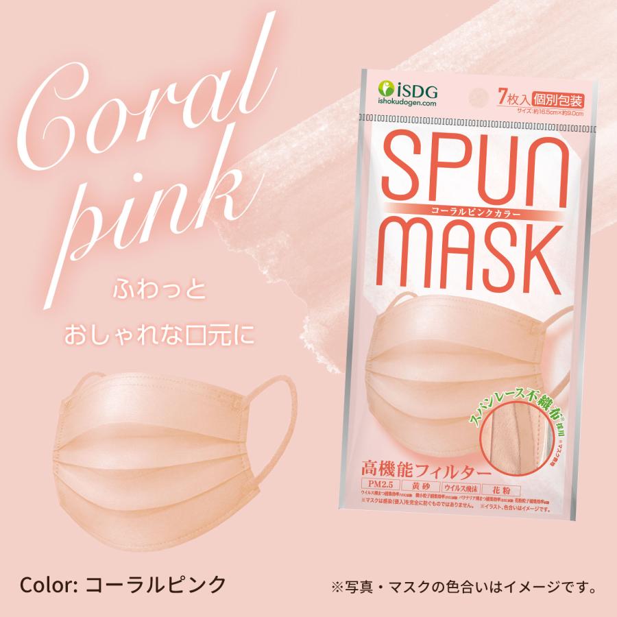 SPUN MASK スパンマスク 不織布 カラーマスク 7枚入 個包装 ブラック ベージュ グレイ コーラルピンク グレージュ ラベンダー | 医食同源ドットコム | 17