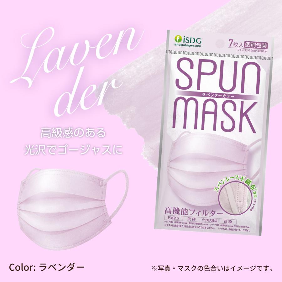 SPUN MASK スパンマスク 不織布 カラーマスク 7枚入 個包装 ブラック ベージュ グレイ コーラルピンク グレージュ ラベンダー | 医食同源ドットコム | 19