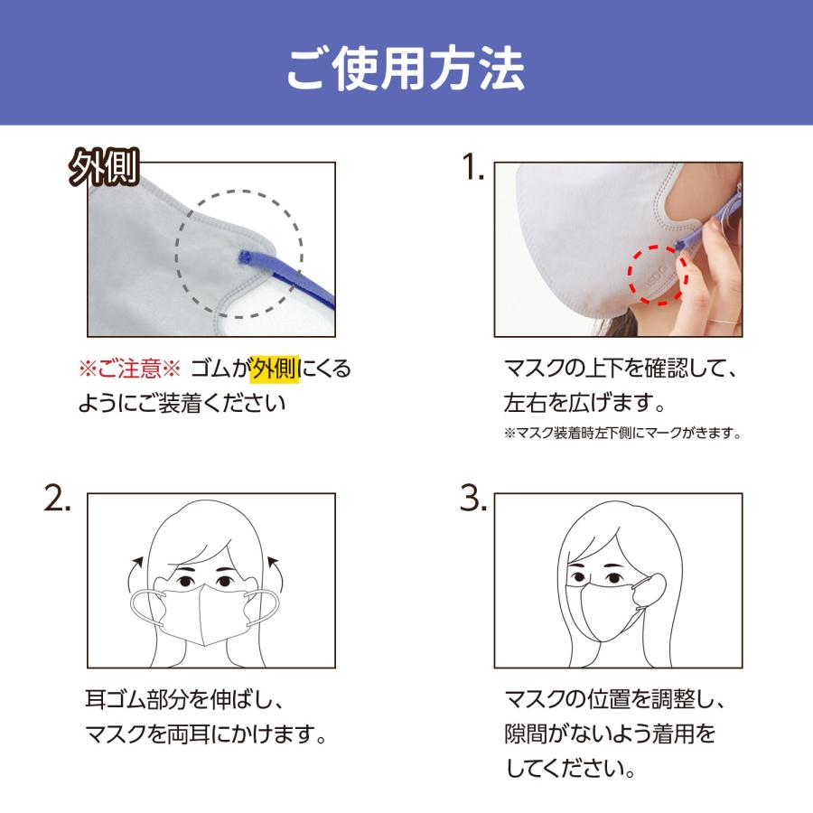 立体型スパンレース不織布カラーマスク バイカラー 7枚入 / アイスグレー パープル グレージュ カーキ 花粉対策 マスク 花粉症対策 マスク 立体型 グレージュ | 医食同源ドットコム | 12