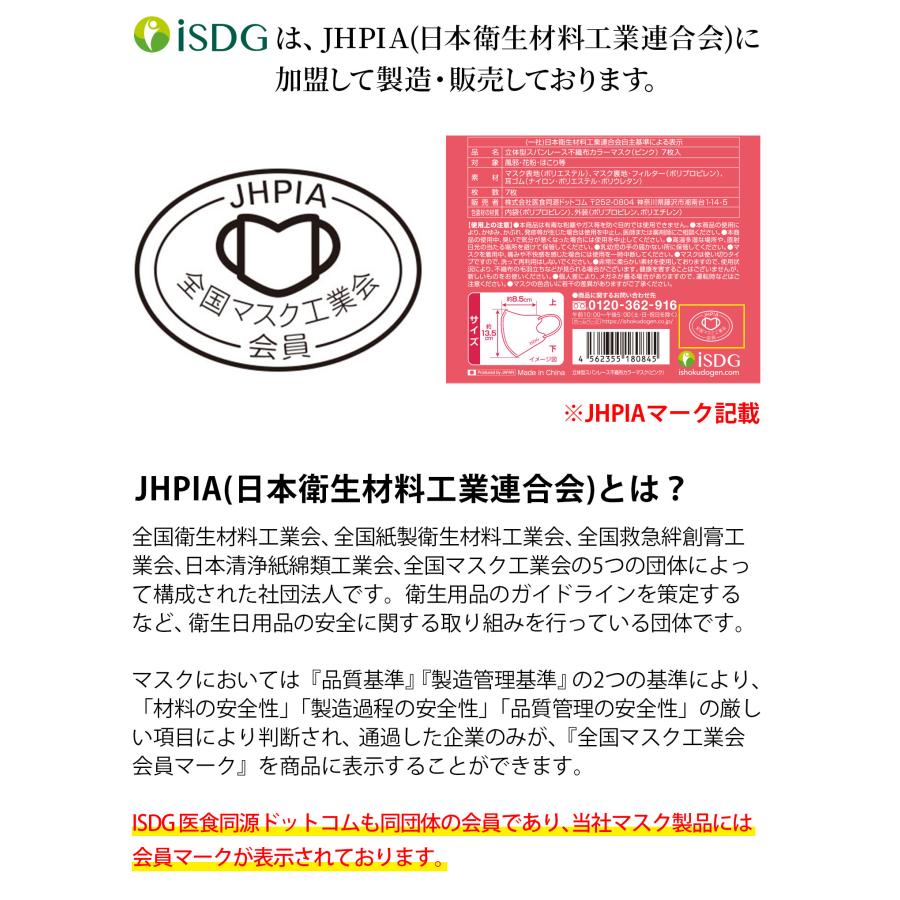 メーカー公式 7枚入 立体型スパンレース不織布カラーマスク 7枚入 セール/ 立体 マスク 不織布 使い捨て カラーマスク ISDG マスク｜ishokudogen-store｜18
