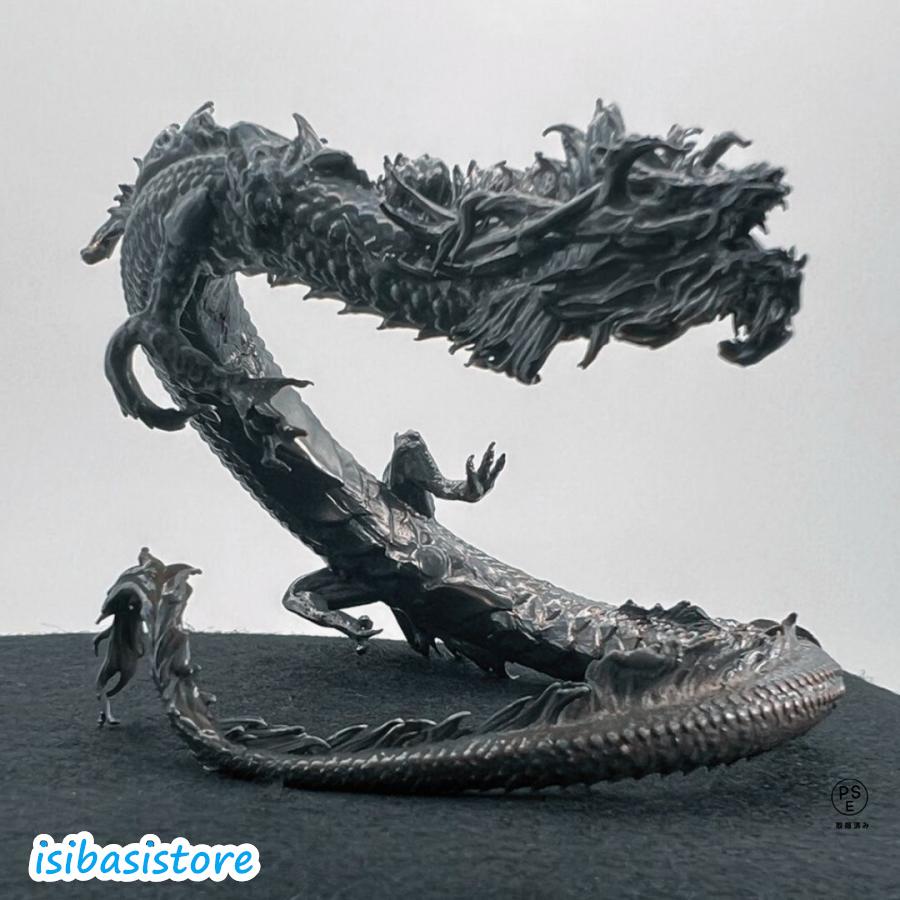 風水 龍 ブラックドラゴン -黒鱗滅竜- 金属 置物 竜 玄関 風水