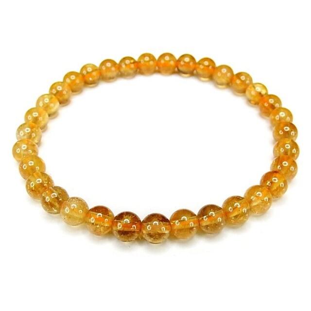 AAAシトリン小玉約5mm強濃い目未着色天然石ブレスレット商売繁栄 : 石  