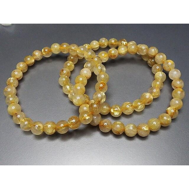 タイチン入りゴールドルチルクォーツ天然石ブレスレット7mm前後165mm