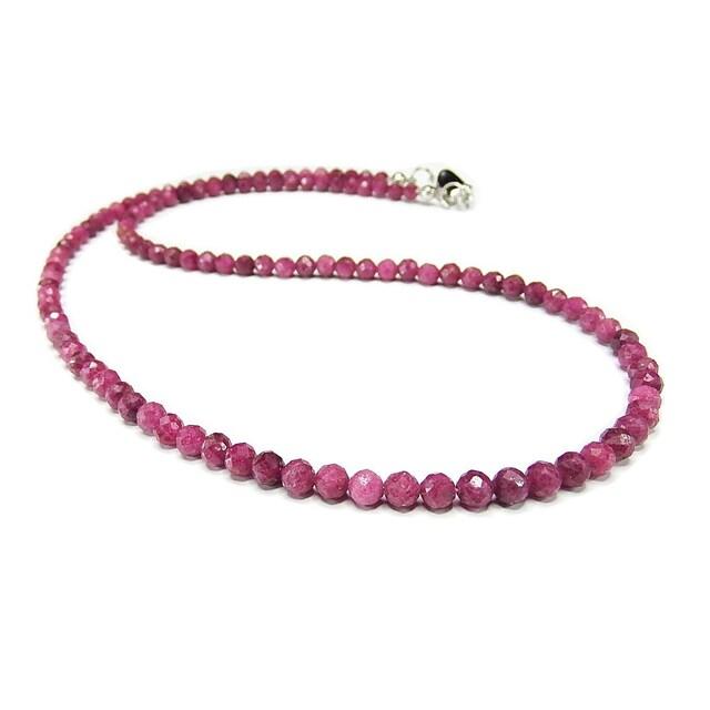 天然石ルビー小粒約4mm強ネックレスワイヤー仕上げステンレス金具宝石の女王3 天然石ルビー小粒約4mm強ネックレスワイヤー仕上げステンレス