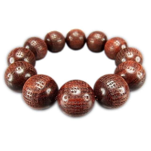 希少香木 沈香腕輪・大玉（般若心経彫） 般若心経小文字精工素彫り