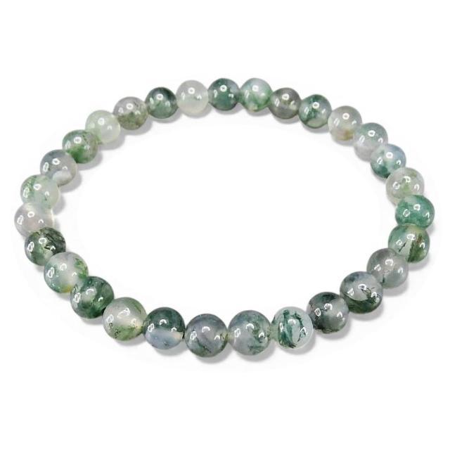 色合い良好モスアゲート水草瑪瑙約6mm強天然石ブレスレット数珠 : 石街
