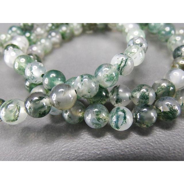色合い良好モスアゲート水草瑪瑙約6mm強天然石ブレスレット数珠 : 石街