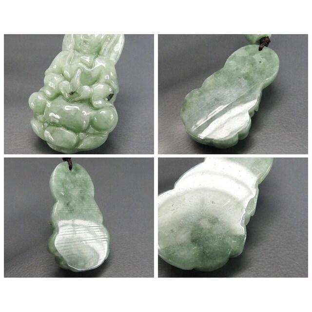 濃い目ひすい天然石本翡翠観音様ストラップ色合い良好 : 石街 - 通販 