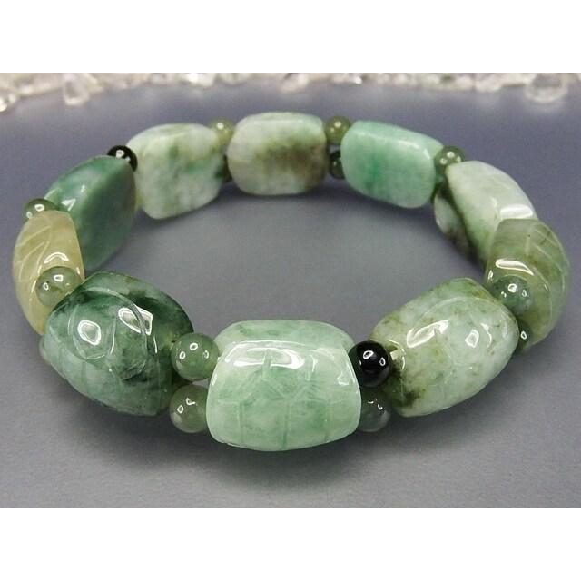 ひすい本翡翠亀紋バングルブレスレット天然石逸品古玉スタイル
