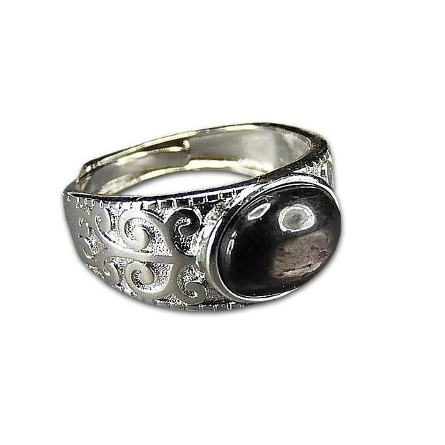 レア天然石ブラックムーンストーン楕円形リング指輪14号前後