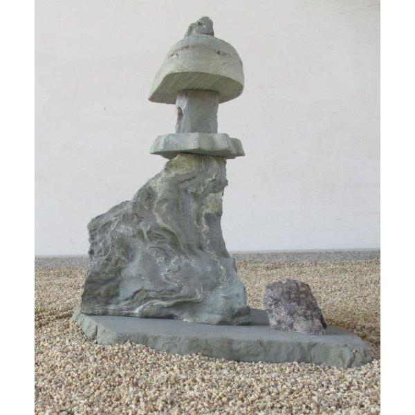 YO-4 ミニ！置き灯篭（3石組） 台石：（自然石） 庭石/飾り石/物置石