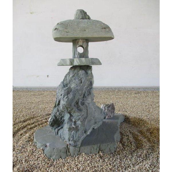 YO-4 ミニ！置き灯篭（3石組） 台石：（自然石） 庭石/飾り石/物置石