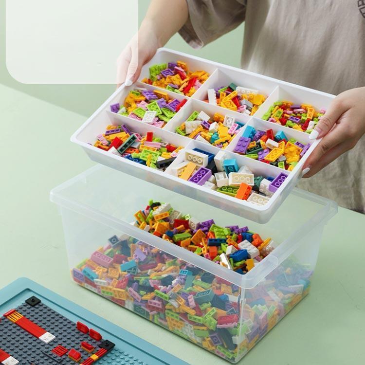 レゴ ボックス 収納ケース キッズ 2タイプ×4色 おしゃれ ケース レゴシリーズ 子ども 知育家具 おもちゃ収納 フタ付 2タイプ×4色 仕切り付｜isis-st｜02