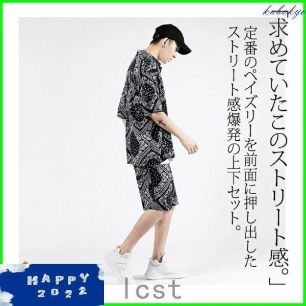 ペイズリー柄 セットアップ メンズ 夏物 B系 上下セット ペーズリー柄