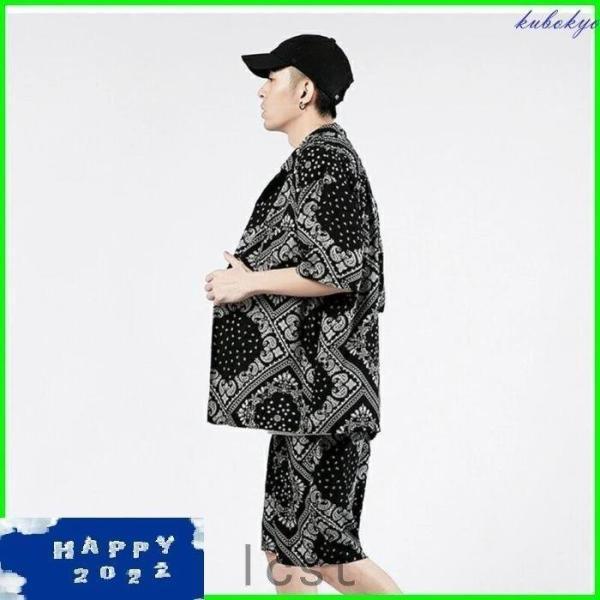 ペイズリー柄 セットアップ メンズ 夏物 B系 上下セット ペーズリー柄