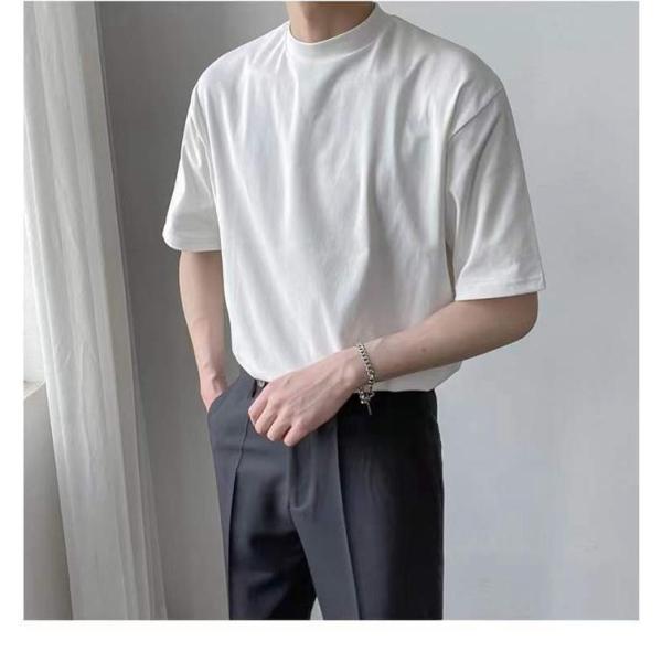 モックネック Tシャツ メンズ 半袖 ゆったり カジュアル プチ
