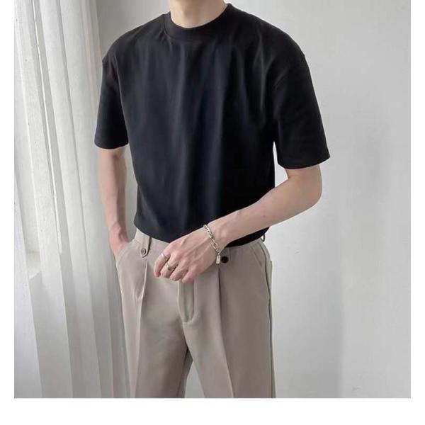 モックネック Tシャツ メンズ 半袖 ゆったり カジュアル プチ